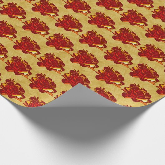 Red Rose Gold Cute Gift Wrapping Paper Cadeaupapier (Hoek)