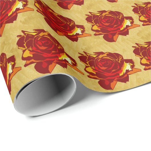 Red Rose Gold Cute Gift Wrapping Paper Cadeaupapier (Rol Hoek)