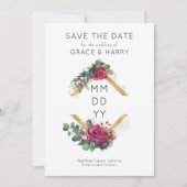 Red Rose Gold Diamond Geometric Lijst Save The Date (Voorkant)