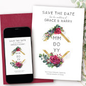 Red Rose Gold Diamond Geometric Lijst Save The Date