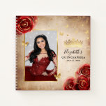 Red Rose Gold Elegant Photo Quinceanera Guest Notitieboek<br><div class="desc">Creëer uw eigen coole rustige gastboeken met een eenvoudige DIY-sjabloon in tinten van goud en rood. Personaliseer deze elegante foto-gastboeken voor een rustic ranchera-kwee, Spaanse prinses zoete 16 verjaardagsfeest, rode rozenbruiloften, een bloem baby shower voor een meisje, vrijgezellenfeest, of een andere speciale gebeurtenis... De unieke bloemetjeskunst van Raphaela Wilson is...</div>