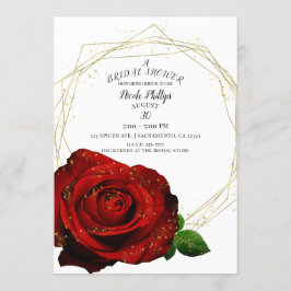 Red Rose Gold geometrisch glam Vrijgezellenfeest Kaart
