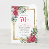 Red Rose Gold Holly 70th Birthday Party (Voorkant)