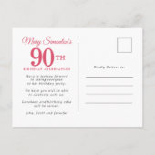 Red Rose Gold Holly 90th Birthday Uitnodiging Briefkaart (Achterkant)