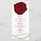Red Rose & Gold Lines Floral Elegant Party Menu (Voorkant)