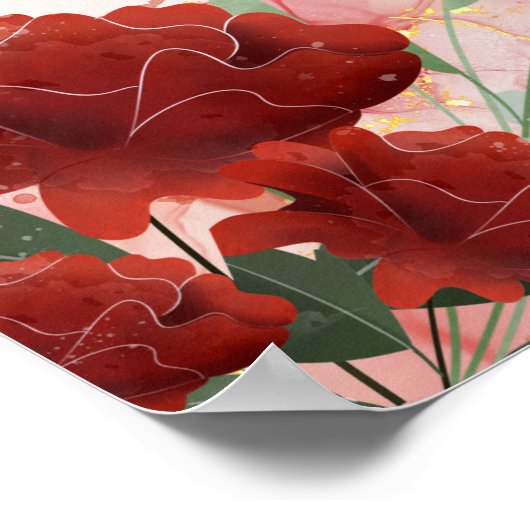 Red Rose Gold Moslim Islamitisch Bruiloft Poster (Hoek)