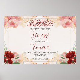 Red Rose Gold Moslim Islamitisch Bruiloft Poster