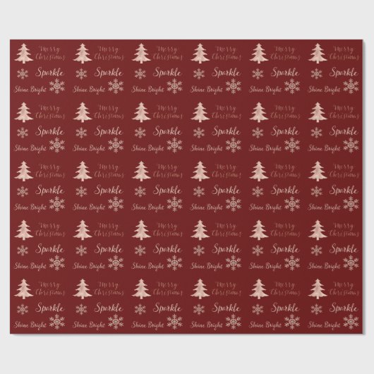 Red Rose Gold Peach Glitter Sparkle Sneeuwvlokken Cadeaupapier (Vlak)