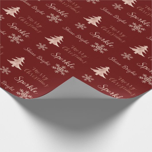 Red Rose Gold Peach Glitter Sparkle Sneeuwvlokken Cadeaupapier (Hoek)