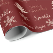 Red Rose Gold Peach Glitter Sparkle Sneeuwvlokken Cadeaupapier (Rol Hoek)