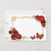 Red Rose Gold Quinceañera RSVP-kaart RSVP Kaartje (Achterkant)