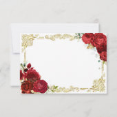 Red Rose Gold Quinceañera RSVP-kaart RSVP Kaartje (Achterkant)