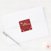 Red Rose Gold Quinceanera Vierkante Sticker (Envelop)
