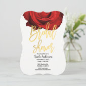 Red Rose Gold Script Modern Trendy Vrijgezellenfee Kaart (Staand voorkant)