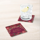 Red Rose Gold String Lichtsterren Quinceañera Kartonnen Onderzetters (Insitu)