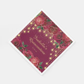 Red Rose Gold String Lichtsterren Quinceañera Servet (Hoek)