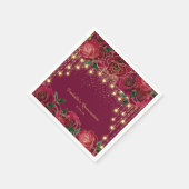 Red Rose Gold String Lichtsterren Quinceañera Servet (Hoek)