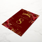 Red Rose Gold Swirl Quinceanera Tafelnummer (Gedraaid)