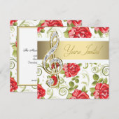 Red Rose Gold Treble Clef Kaart (Voorkant / Achterkant)