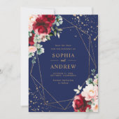 Red Rose & Gold Waterverf Floral Save the Date Kaart (Voorkant)