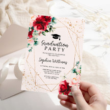 Red Rose & Gold Waterverf Graduation Party