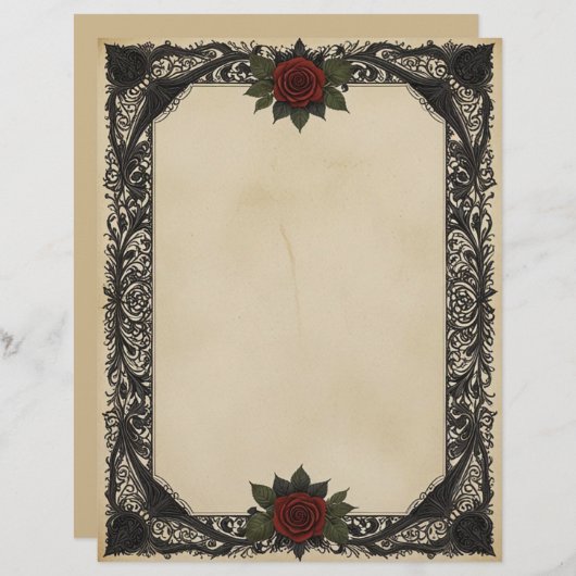 Red Rose Gothic Briefhoofd (Voorkant / Achterkant)