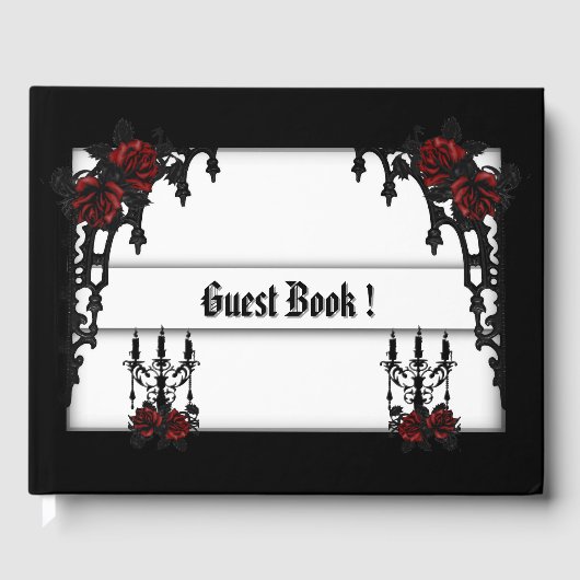 Red Rose Gothic Gastboek Wit Gastenboek (Voorkant)