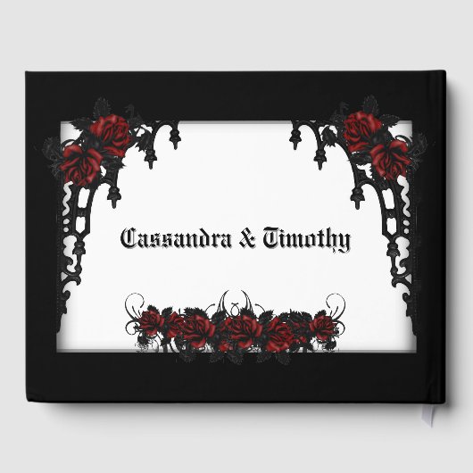 Red Rose Gothic Gastboek Wit Gastenboek (Achterkant)