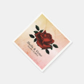Red Rose Gothic Names Date Peach Wedding Napkins Servet (Hoek)