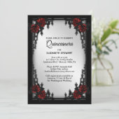 Red Rose Gothic quinceanera Iron Gate Kaart (Staand voorkant)