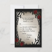 Red Rose Gothic RSVP Antiek Gold Menu Keuze (Voorkant)