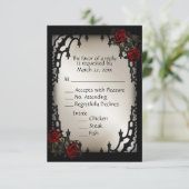 Red Rose Gothic RSVP Antiek Gold Menu Keuze (Staand voorkant)