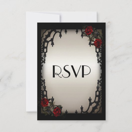 Red Rose Gothic RSVP Antiek Gold Menu Keuze (Achterkant)