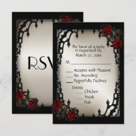 Red Rose Gothic RSVP Antiek Gold Menu Keuze