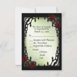 Red Rose Gothic RSVP Green Menu Choice