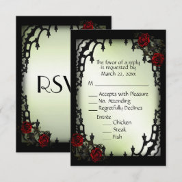Red Rose Gothic RSVP Green Menu Choice