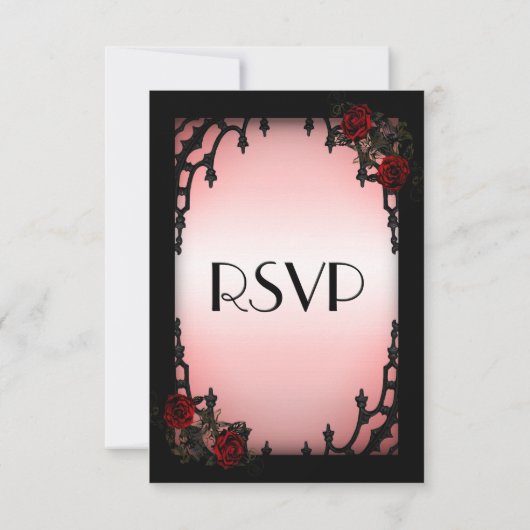 Red Rose Gothic RSVP met menukeuze (Achterkant)