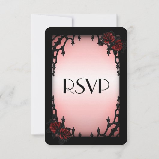 Red Rose Gothic RSVP met menukeuze (Achterkant)