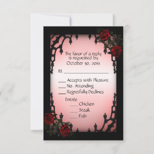 Red Rose Gothic RSVP met menukeuze Kaartje