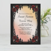 Red Rose Gothic Sweet Sixteen Iron Gate Kaart (Staand voorkant)