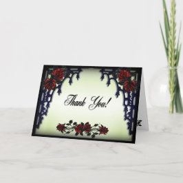 Red Rose Gothic Wedding Blank Inside Green Bedankkaart