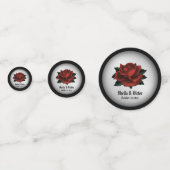 Red Rose Gothic Wedding Name and Date Confetti (Achterkanten)