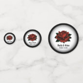 Red Rose Gothic Wedding Names and Date Confetti (Achterkanten)