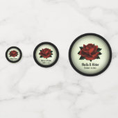 Red Rose Gothic Wedding Names and Date Green Confetti (Voorkanten)
