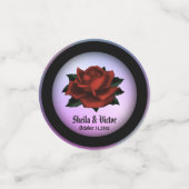 Red Rose Gothic Wedding Names and Date Paars Confetti (Kleine voorkant)