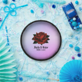 Red Rose Gothic Wedding Names and Date Paars Papieren Bordje (Feest)