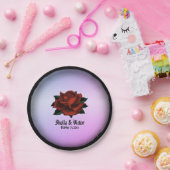 Red Rose Gothic Wedding Names and Date Paars Papieren Bordje (Feest)