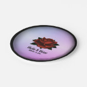 Red Rose Gothic Wedding Names and Date Paars Papieren Bordje (Gekanteld)
