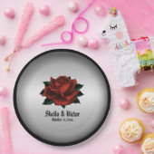 Red Rose Gothic Wedding Names and Date Paper Bord (Feest)