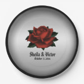 Red Rose Gothic Wedding Names and Date Paper Bord (Voorkant)